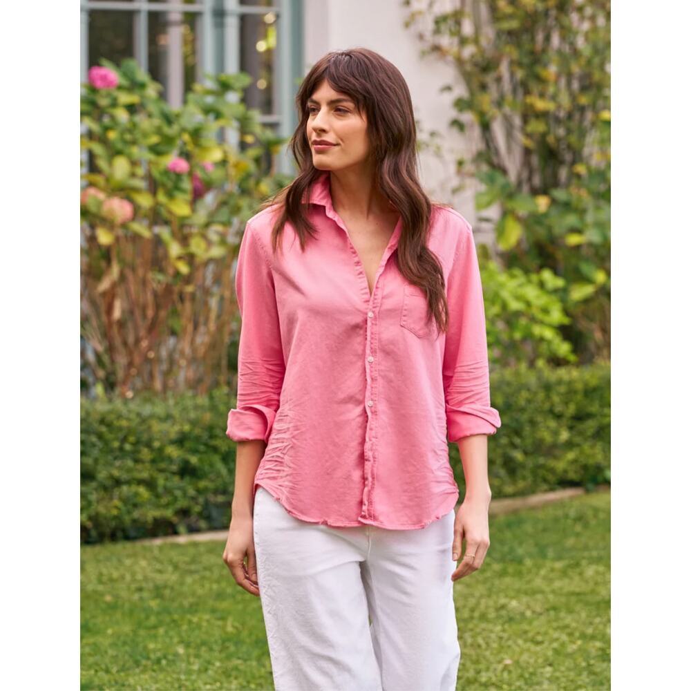Frank & Eileen EILEEN Famous Denim Button-Up Long Sleeve Shirt Sunset Pink XXS
